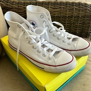 Converse Allstars-white high top. Mens 7.5 or ladies 9.5.